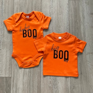 Big Boo & Baby Boo T-Shirt or Babygrow. Baby Reveal Cute Gift Halloween Hallow-eve Spooky Costumes Matching Siblings Tops Twinning