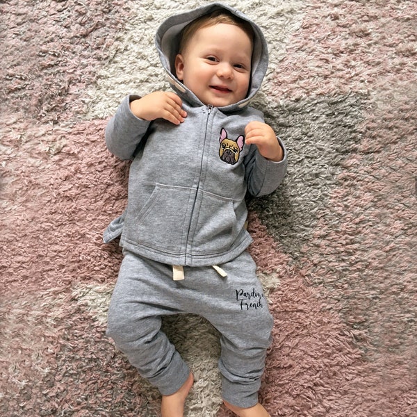 French Bulldog Baby/Toddler Tracksuit. Hoodie Joggers Frenchie Toddler Newborn Cute Bulldogs Parody Fashion, Humour, Babywear, Baby