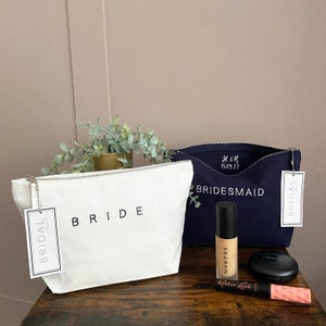 Bridal Party Embroidered Makeup Bag. Bride Bridesmaid Gift Bride Groom Cosmetic Bag Storage Case Personalised Wedding Present