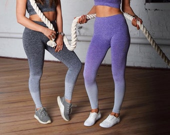 Lila, Grau oder Blau Gedrehte Saint Leggings. Sportbekleidung Gym Bekleidung Gym Hase Damen Mode Sport Urban wear Cute Brand Yoga Hose Ombre