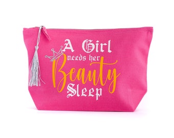 Beauty Sleep Makeup Bag. Big, Cosmetic Bag Fairytale Aurora Makeup Lover Storage Makeup Artist, Cute Gift, Glitter, Princess Sleeping Beauty