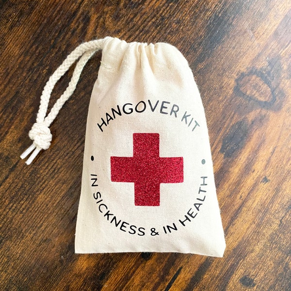 Hangover Recovery Kit Personalised Bag. Favours Wedding Stag do Hen Party Bridesmaid Gift Customised Bachelorette Bachelor Present