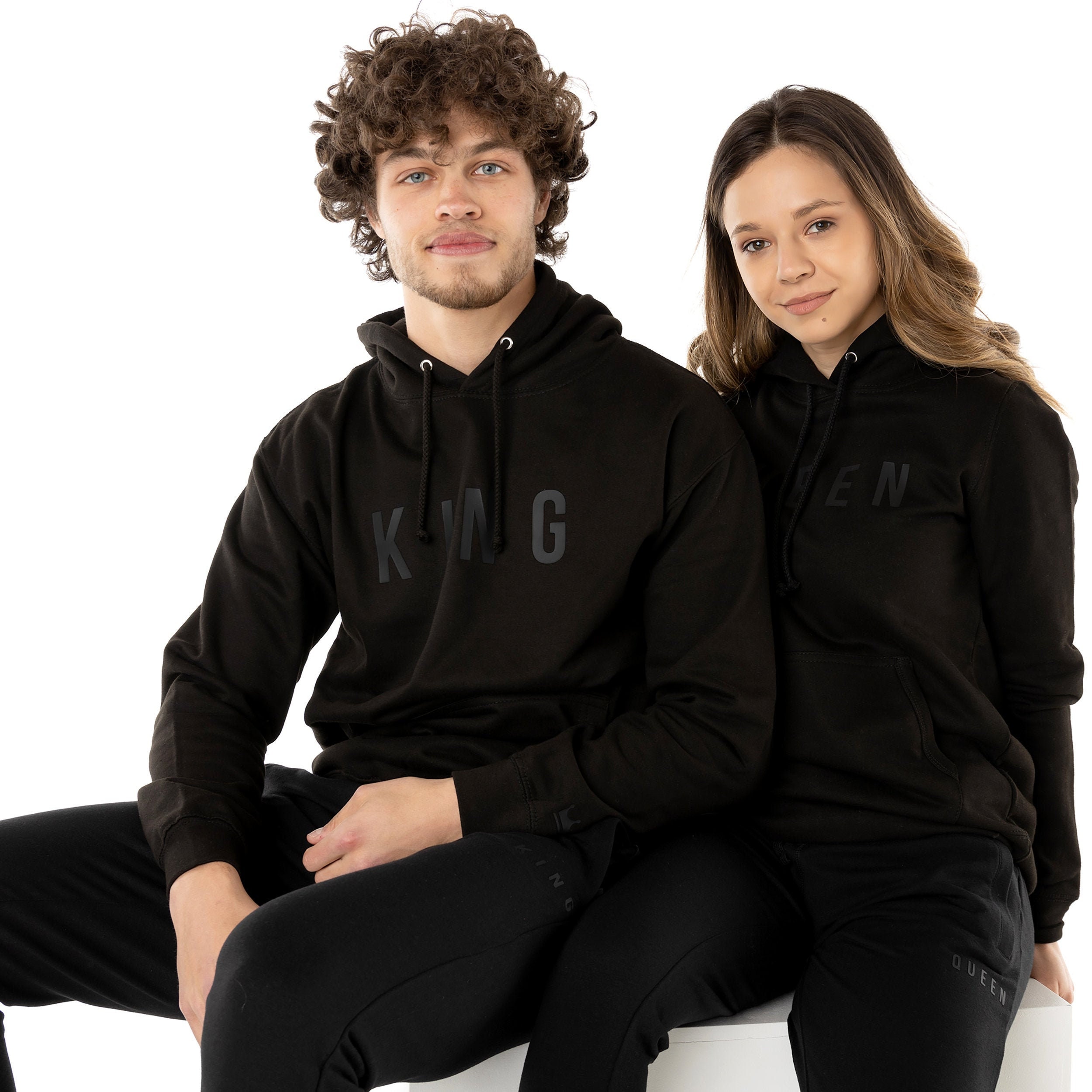  King & Queen Matching Couple Hoodie Set Valentine's Day Gift  His & Hers Women Hoodie Women Small/Men Small,Black : Clothing, Shoes &  Jewelry