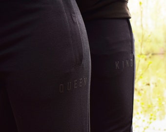 King and Queen Matte Joggers. Comfy Couple Goals relationship Envy Royalty Cute TUMBLR Matching Hoodies available His Hers Mr Mrs Valentines