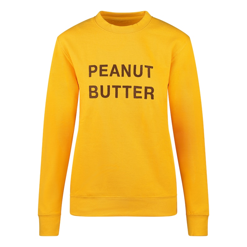 Peanut Butter™ Unisex Embroidered Sweater. Sweatshirt, Hoodie, Jumper, Cute, Novelty, Jumper, Peanut Butter Jelly, Food Junkie, Foodie PBJT image 2