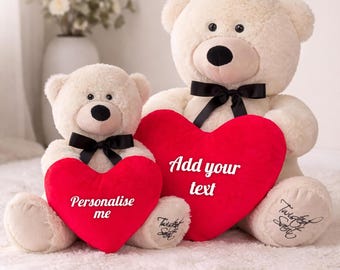 Personalised Love Teddy. Plush Bear Valentines Gift Birthday Anniversary Occasion Customised Present Christmas Mothers Day