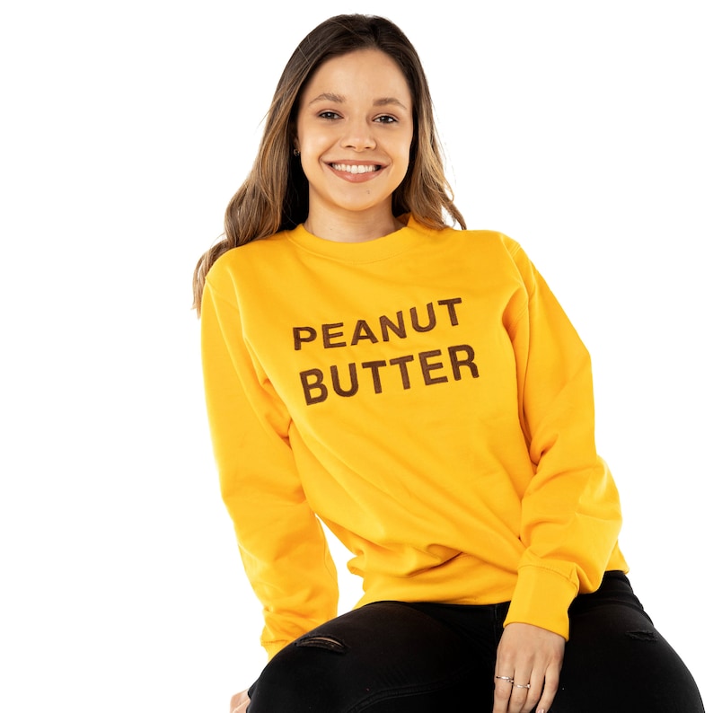 Peanut Butter™ Unisex Embroidered Sweater. Sweatshirt, Hoodie, Jumper, Cute, Novelty, Jumper, Peanut Butter Jelly, Food Junkie, Foodie PBJT image 4