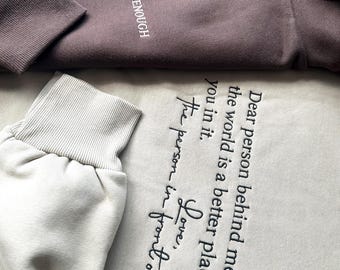 You are Enough Embroidered Hoodie. Samples Hoodies & Zoodies Positive Message Overstock Unisex Special Buys