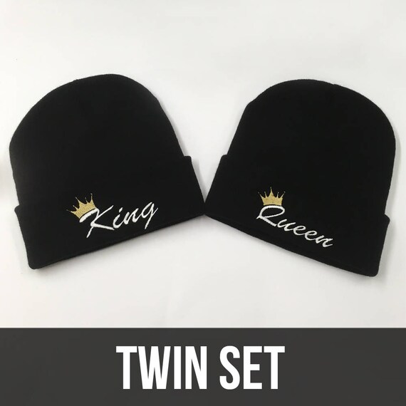King and Queen Beanies Relationship Mr Mrs Embroidered Royalty Couple Goals