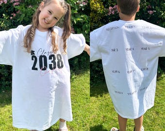 Reception Handprint Personalised T-Shirt. Class of 2038 Grow with me Keepsake Leavers Gift Graduation School Starters First Day of School