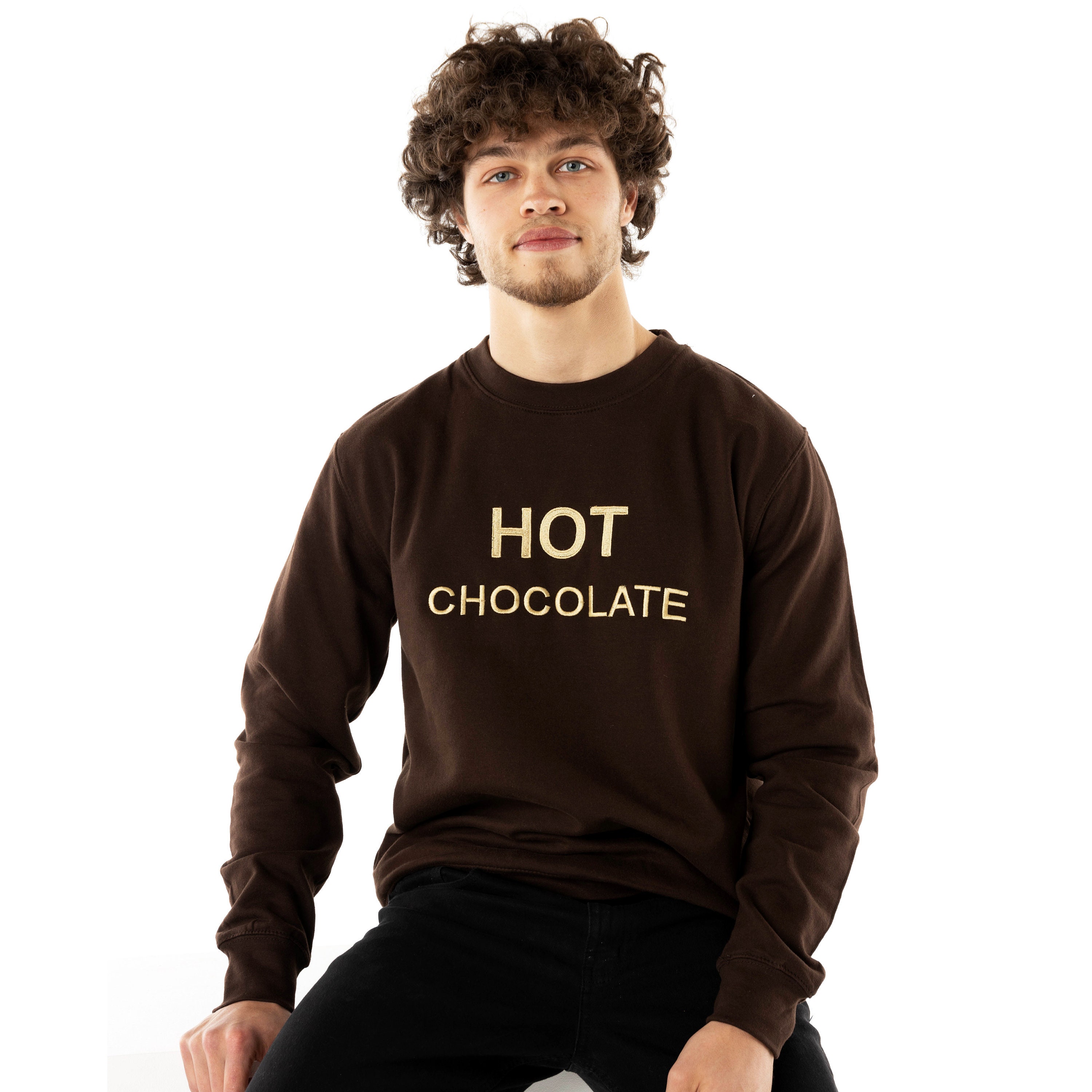 Hot Chocolate Unisex Embroidered Sweatshirt. Hoodie, Jumper, Cute, Coffee, Tea, Novelty, Lover, Foodie, Chocoholic, Yum