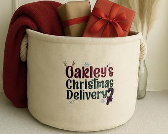 Geborduurde kerstmand. Gepersonaliseerde mand Snoeptas Gepersonaliseerde cadeauzakje Kerstavond doos Brr Mand Volwassenen Feestdagen Seizoen Trug