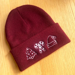 Weihnachtliche Bestickte Mütze. Unisex Winter Ätherische Mode Geschenke Weihnachtsmütze Herbst Herbst Erntedank Erntedank Foodie Xmas Zuckerstange