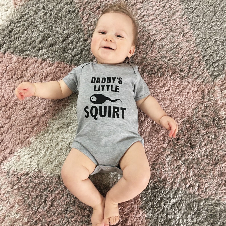 Daddy's Little Squirt Babygrow. Daddies, Toddler, Newborn, Cute, Bodysuit, Baby, Funny, Humour, Rude, Joke image 1