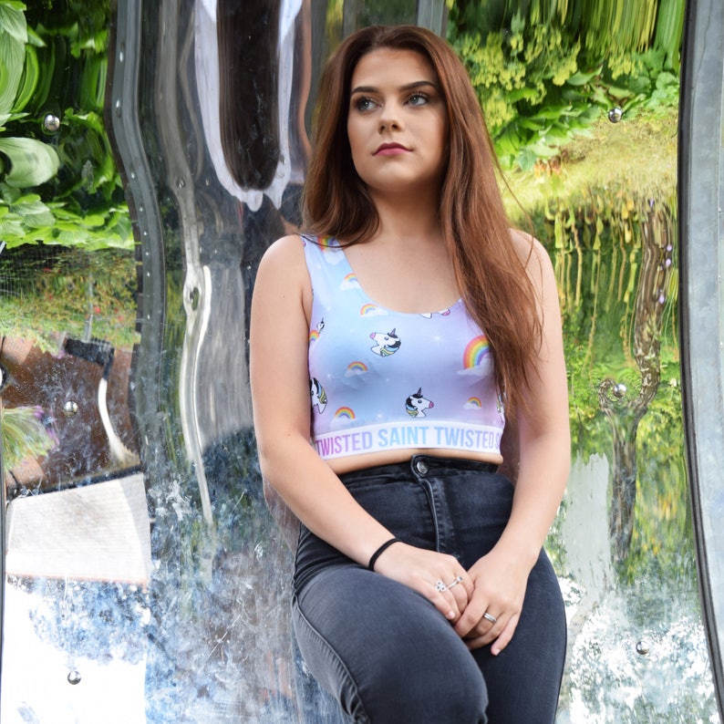 Women/'s Fairy tale Princess Unicorns Mermaids Rainbows Magical Twisted Saint Summer Top Sports Top Womens Fashion Cute Unicorn Crop Top