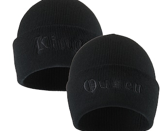 Coppia Di Berretti Invernali King & Queen: Caldi Cappelli In Maglia Con Ricamo Lettera, Unisex, Idea Regalo Per San Valentino O Natale