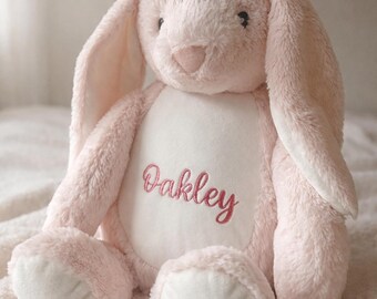 Personalised Bunny Teddy. New baby gift, Embroidered Plush Easter Rabbit Baby Girl Boy Newborn Easter Basket Custom Gift