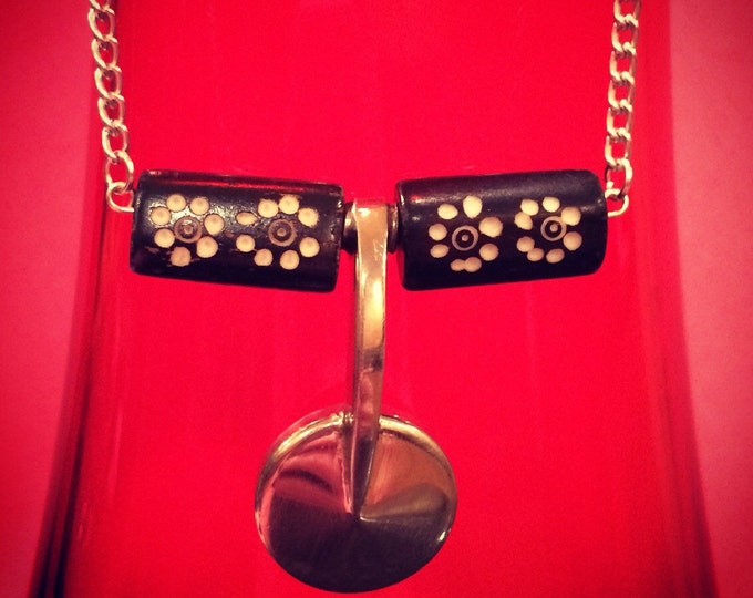 Upcycled Saxophone Key Pendant With Brown Wooden Beads Etsy