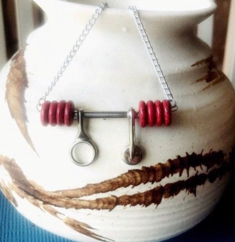 Upcycled double Key Pendant With Red Etsy