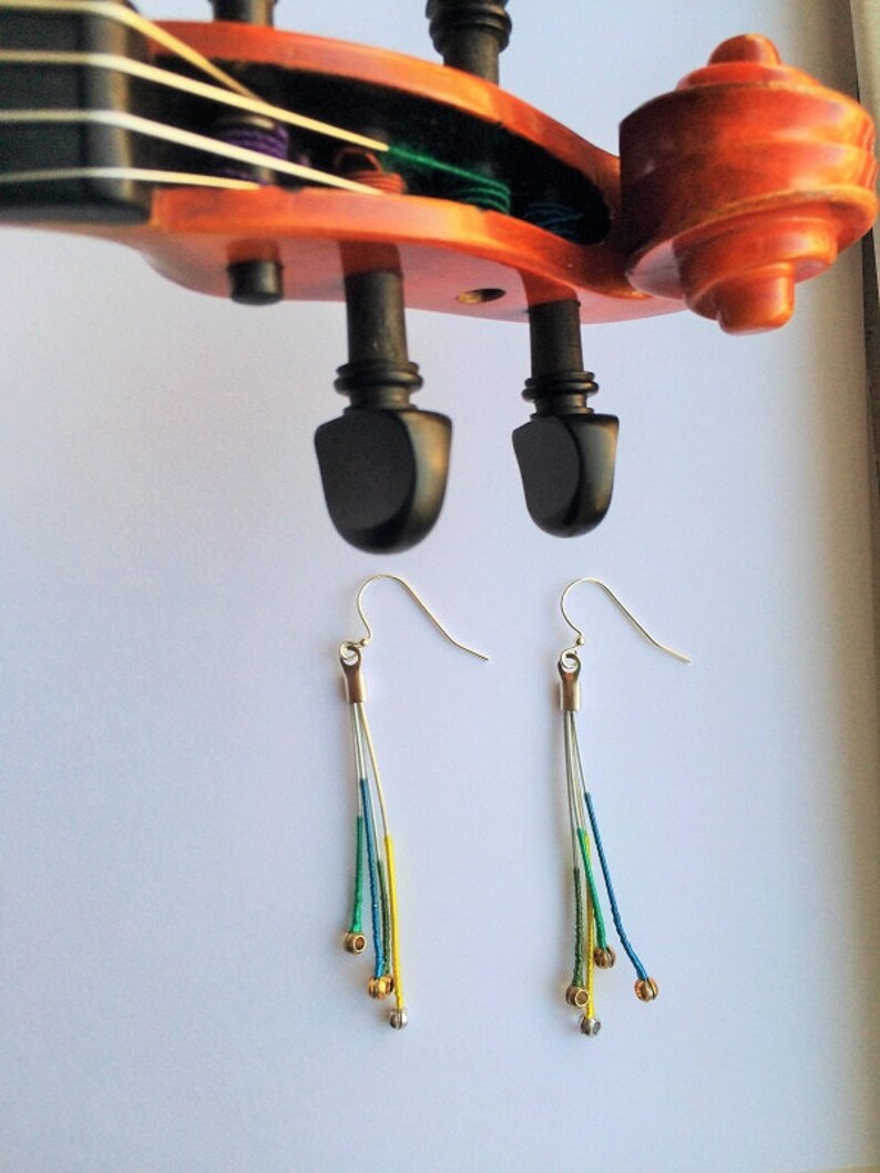 Violin string earrings Etsy