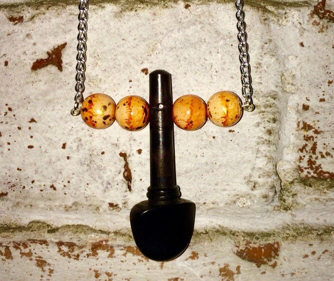Upcycled Ebony Violin Tuning Peg With Orange Speckled Beads Etsy