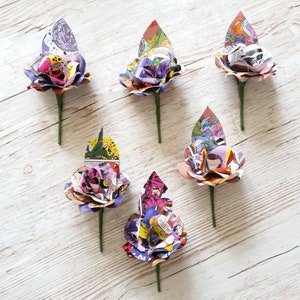 6 x Comic Book Buttonholes | Boutonnieres | Wedding Flowers | Wedding Accessories