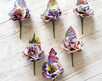 6 x Comic Book Buttonholes | Boutonnieres | Wedding Flowers | Wedding Accessories