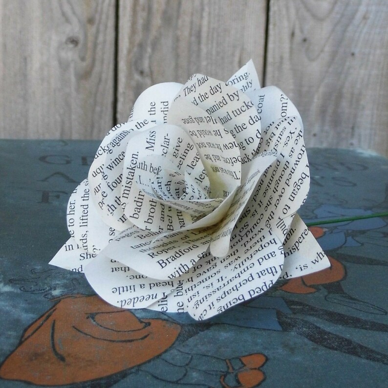 Jane Eyre Book Page Paper Flower Rose Handmade Flower Etsy UK