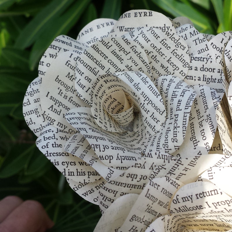 Jane Eyre Book Page Paper Flower Rose Handmade Flower Etsy UK