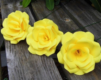 Yellow Paper Roses - Paper Flowers - Handmade flowers, Romantic Wedding Anniversary Gift, Wedding Flowers