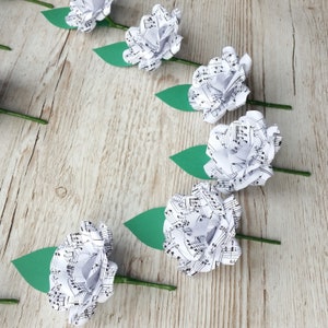 Sheet Music Paper Flower Boutonnière: Handmade Music Themed Wedding, Set of 6