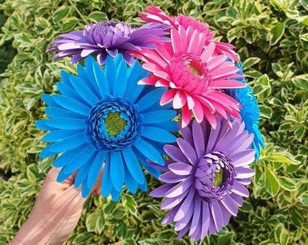 6 x Paper Gerbera Daisies, Handmade Paper Flowers