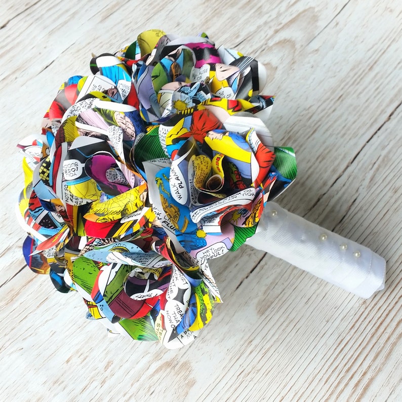 Comic Book Paper Flower Bridal Bouquet Paper Roses Wedding Etsy