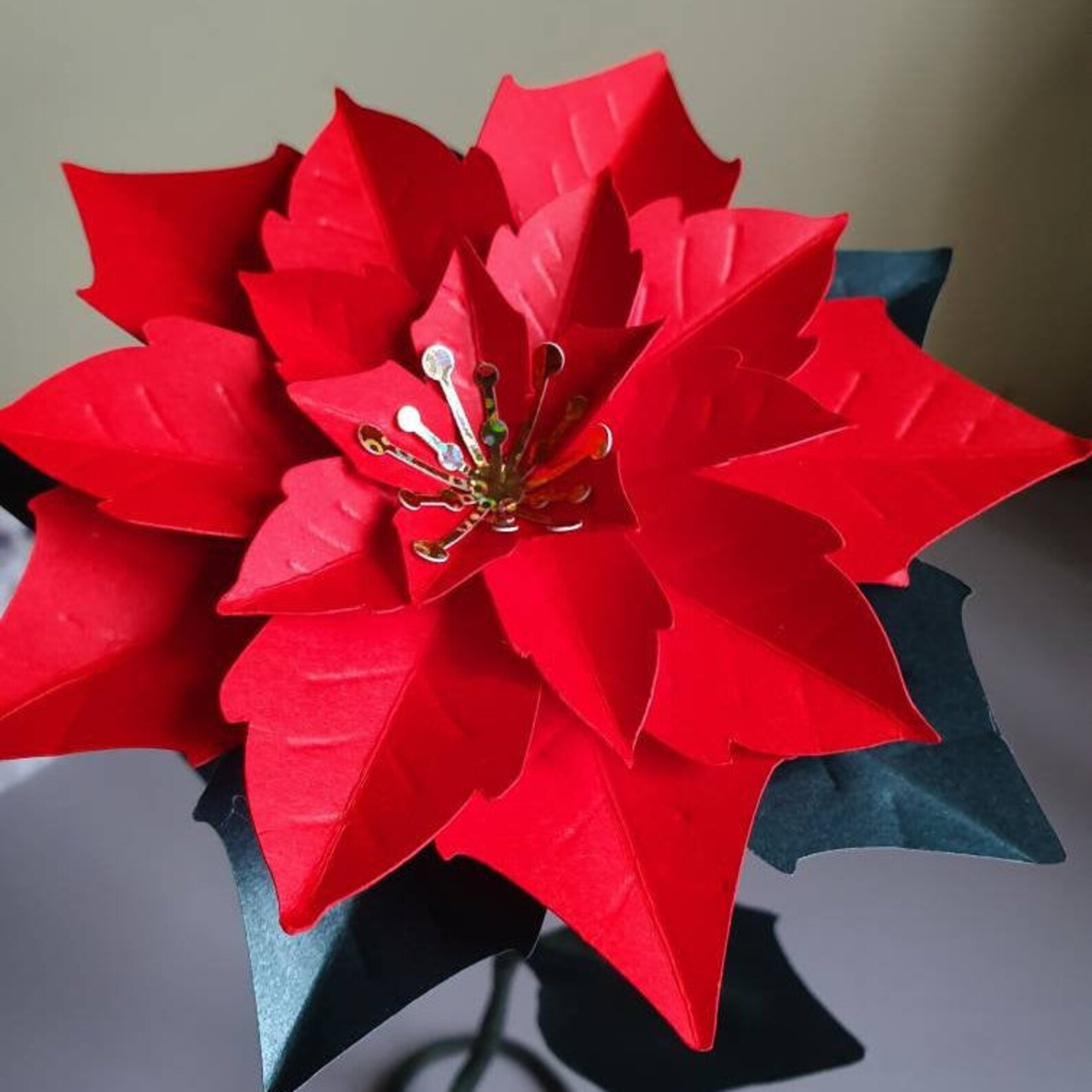 Paper Poinsettia Freestanding Paper Flower Christmas Decor Etsy UK