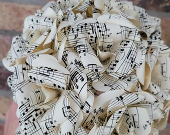 Handmade Cream Sheet Music Paper Roses: Wedding Bouquet Flowers