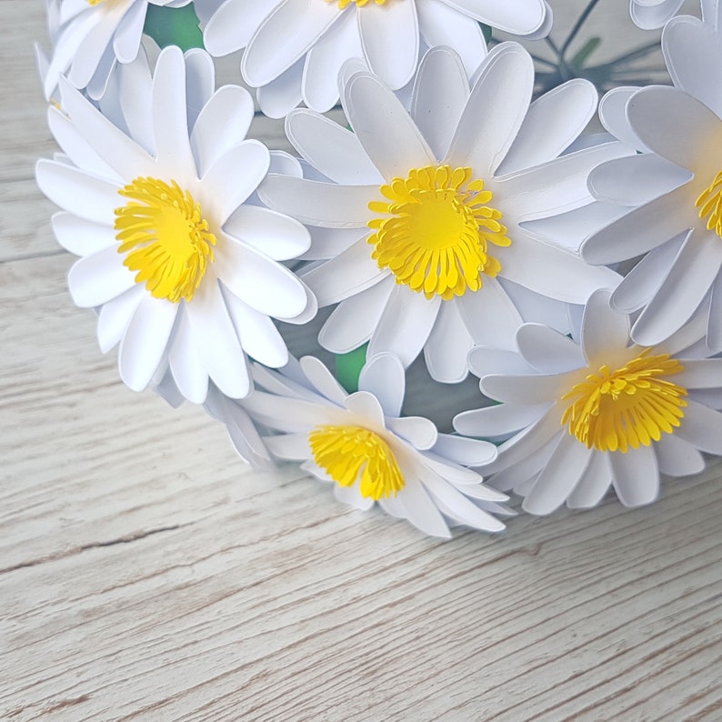 Paper Daisies White Paper Flower Daisies Home Decor 1st Anniversary Gift for Her, Alternative Flowers image 2