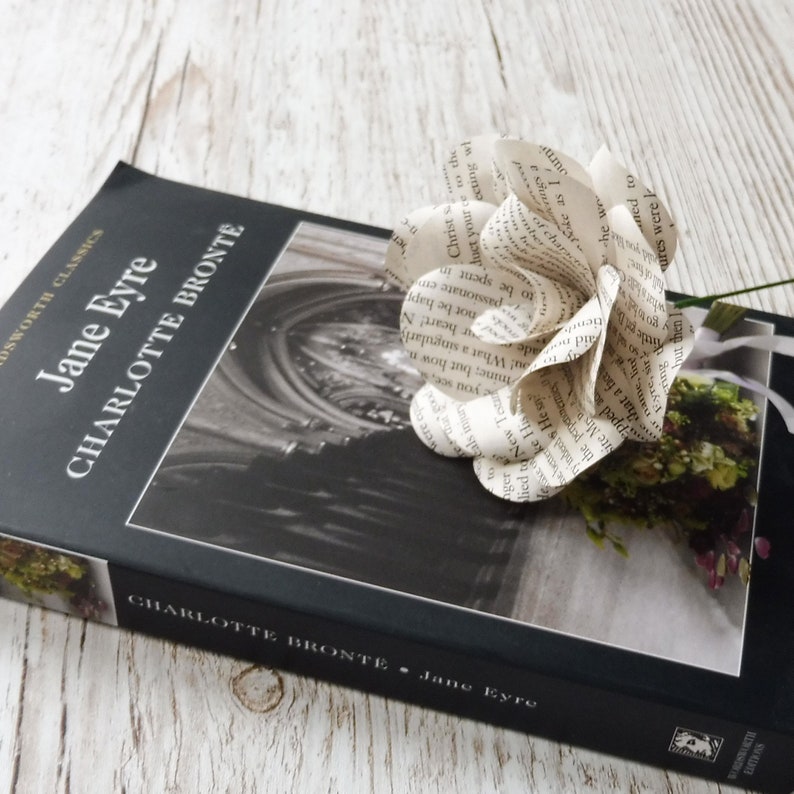 Jane Eyre Book Page Paper Flower Rose Handmade Flower Etsy UK