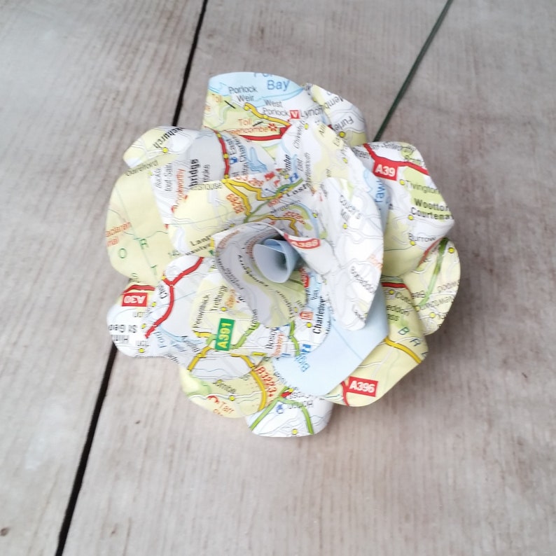 Map Paper Rose - Paper Flower, Weddings, Table Decorations, Gifts ...