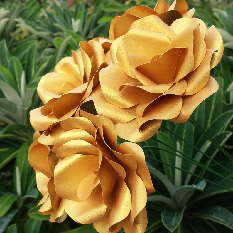 6 X Gold Paper Flowers Handmade Paper Roses Party Decor Etsy UK