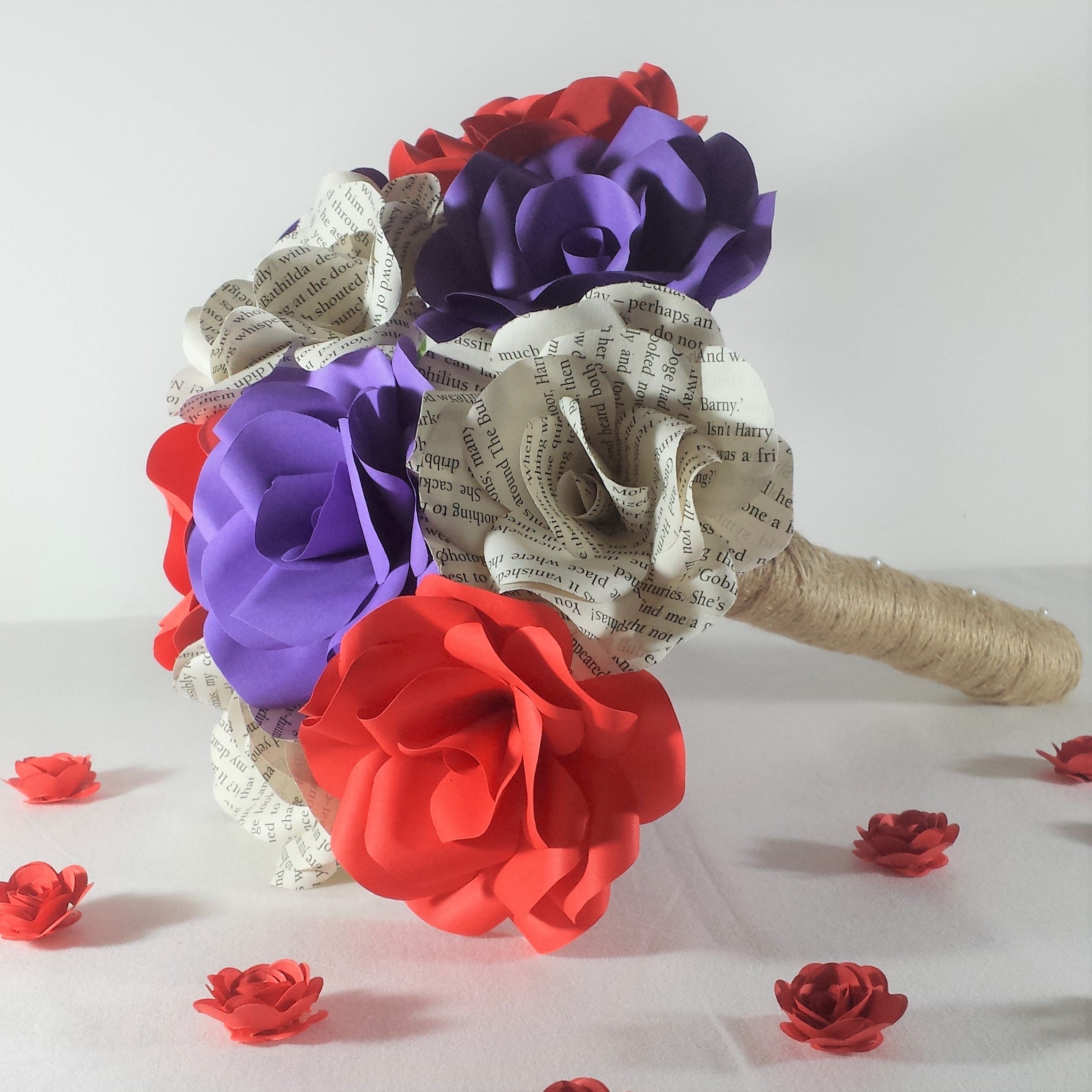 Mixed Paper Flower Bridal Bouquet Paper Roses Wedding Etsy