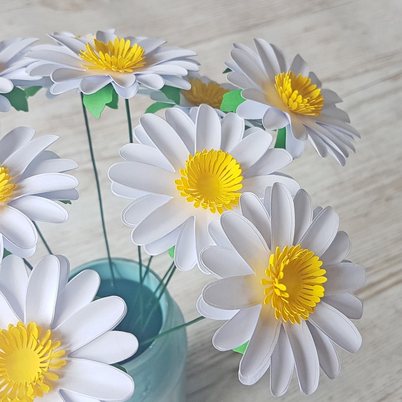 Paper Daisies White Paper Flower Daisies Home Decor 1st Anniversary Gift for Her, Alternative Flowers image 9