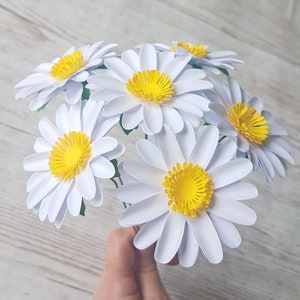 Paper Daisies White Paper Flower Daisies Home Decor 1st Anniversary Gift for Her, Alternative Flowers image 4