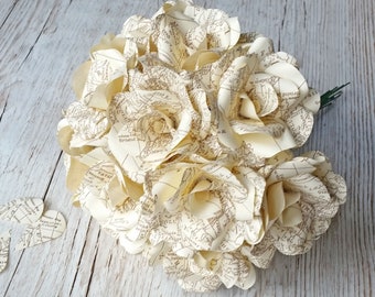 12 x Vintage Map Roses | Paper Flower Roses