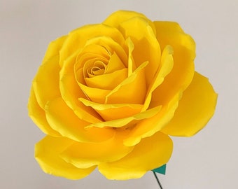 Bright Yellow Paper Rose, Paper Flower,  Valentines Rose, Wedding Flowers,