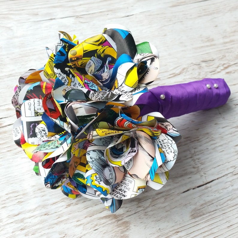 Comic Book Paper Flower Bridal Bouquet Paper Roses Wedding Etsy