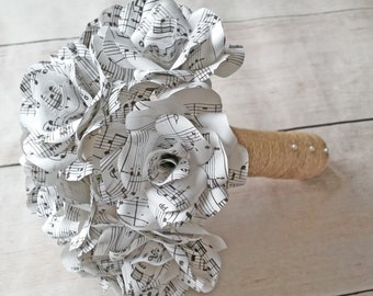 Sheet Music Wedding Bouquet, Paper Flower Bridal Bouquet Paper Roses Wedding Flowers,  - Forever Flowers