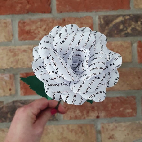 Single Personalised Message Flower Paper Rose - Paper Flower - Valentine's Day Gift