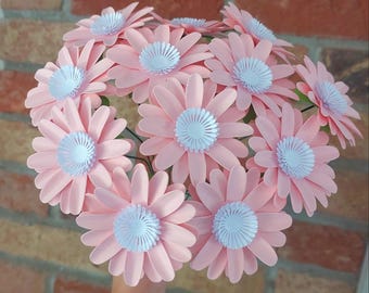Paper Daisies - Pink Paper Flower Daisies - Home Decor - 1st Anniversary Gift for Her, Alternative Flowers