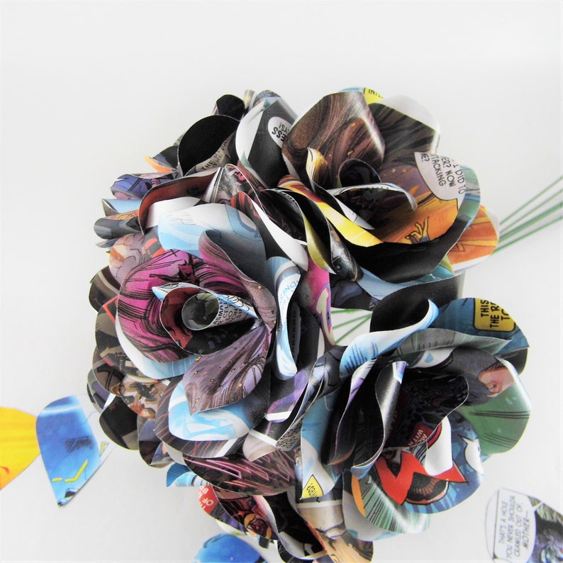 Comic Book Paper Roses Paper Flowers Roses Paper Flowers Etsy