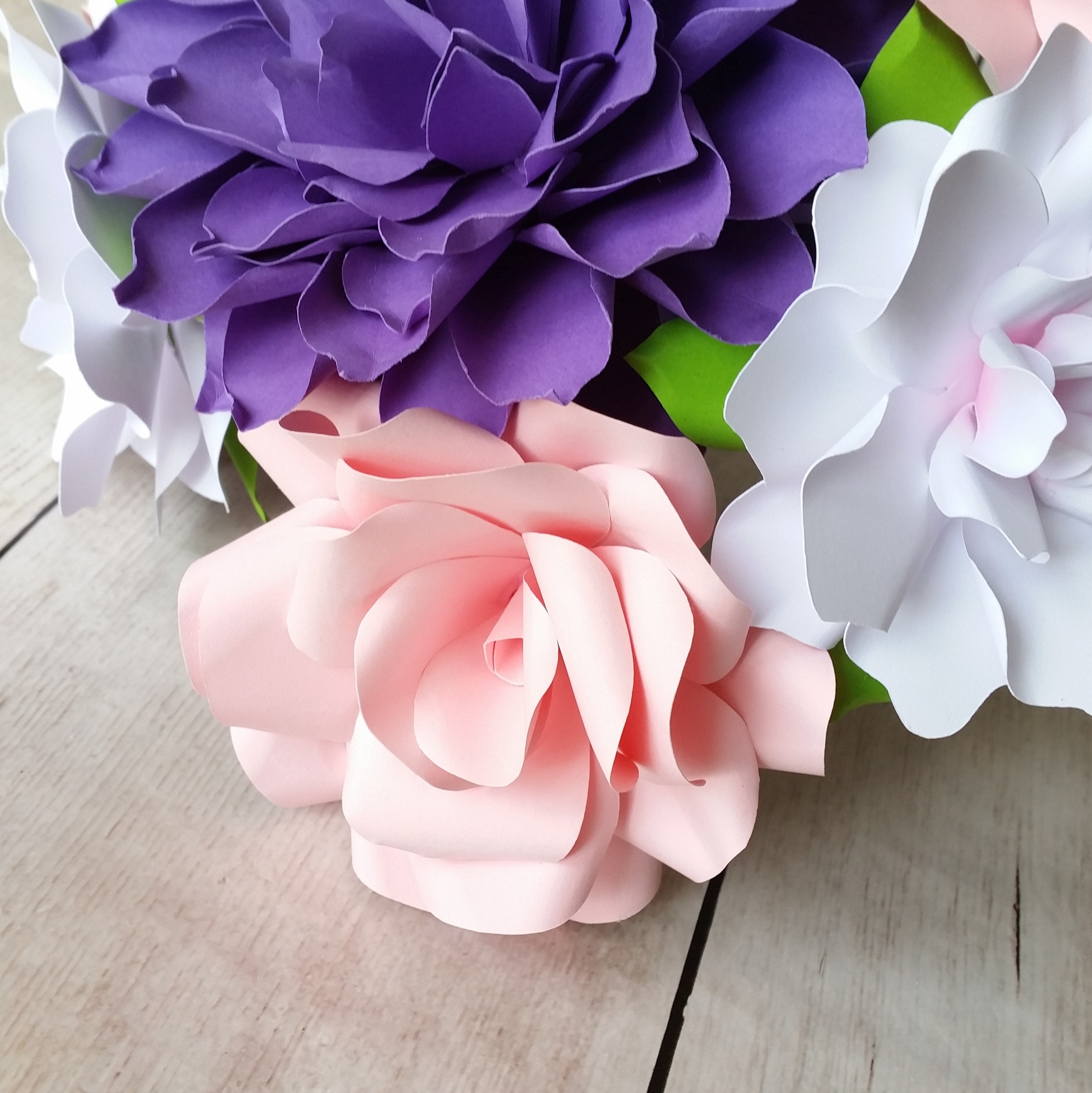 Mixed Paper Flower Bouquet Rose Gardenia Dahlia Etsy